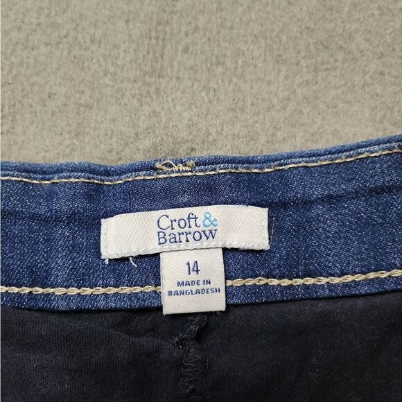 Croft & Barrow Stretch Denim Jean Skort Classic Sz 14 With Applique Apples - Picture 10 of 12